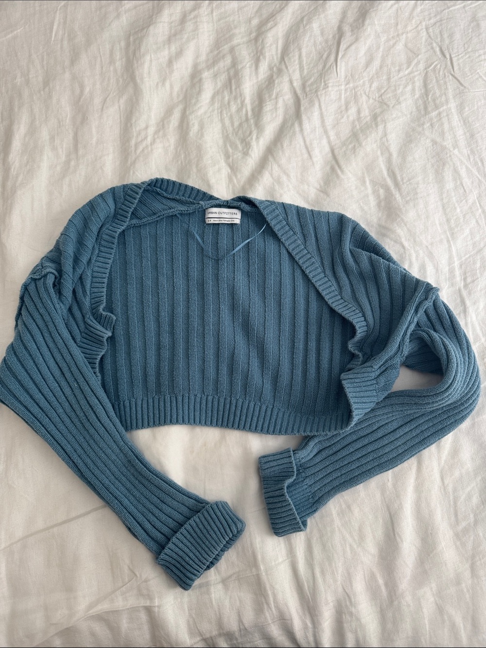 Urban Outfitters Teal Ribbed Cropped Cardigan